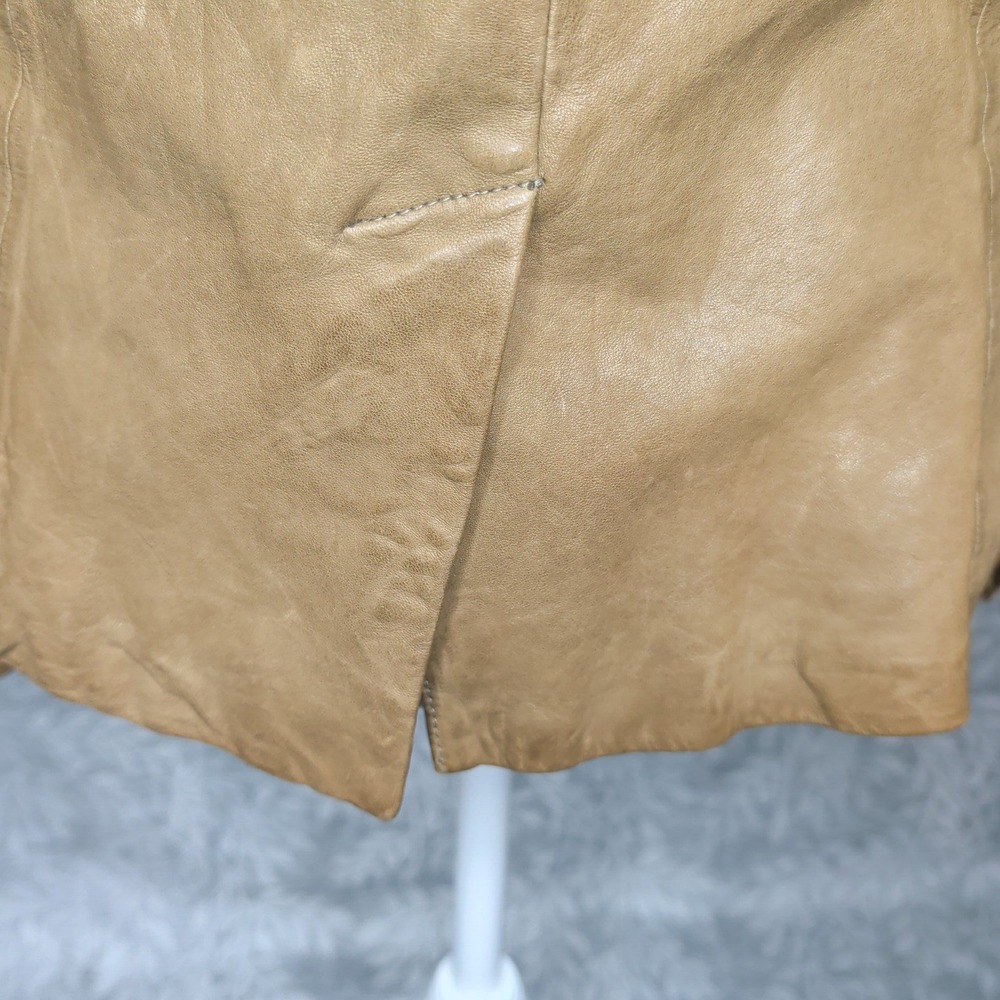 Gap Edition Womens Tan Genuine Leather Stand Collar Button Front Jacket Size M - Picture 16 of 16